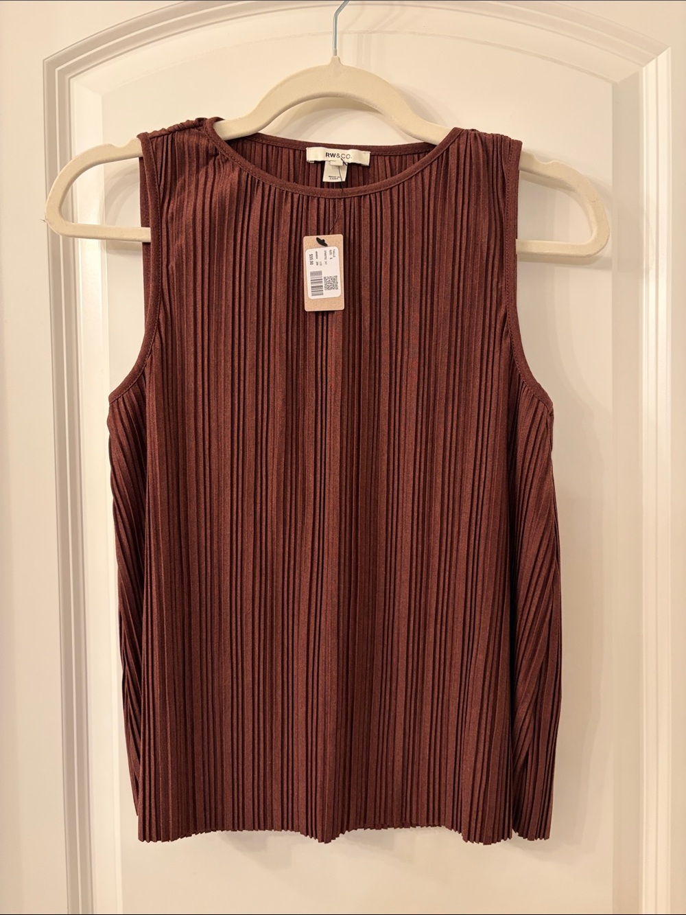 RW&CO. Pleated Sleeveless Blouse Dress - Chocolate Brown